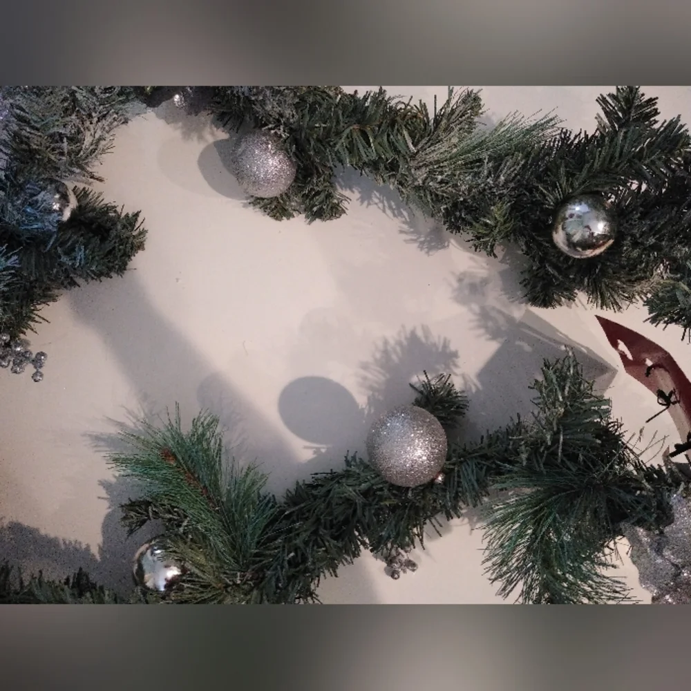 Frosted Garland Swag with Silver Glitter Details 6'+